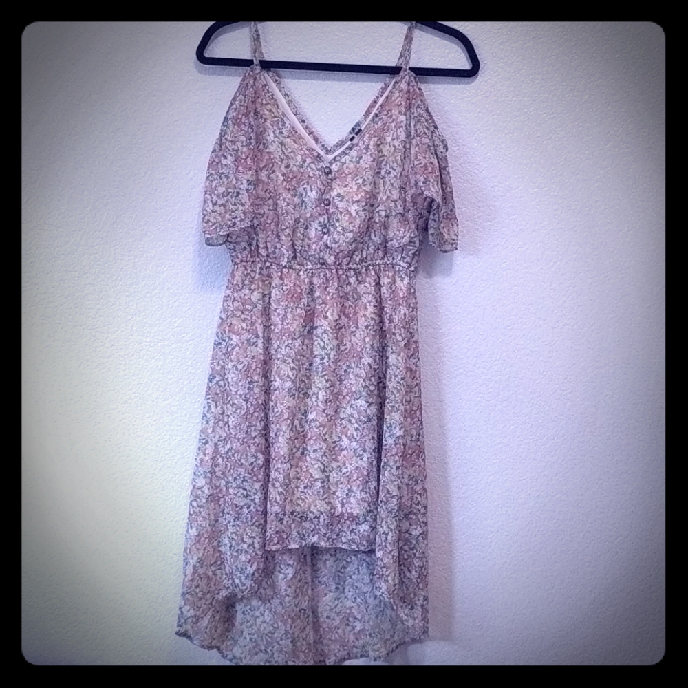Open Shoulder Hi- Low Flower Dras